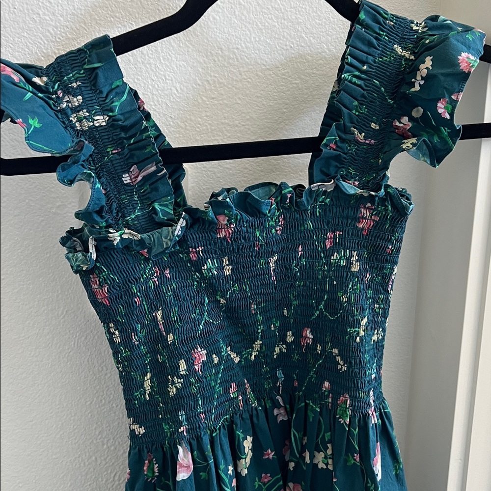 Hill House Green Floral Smocked Dress